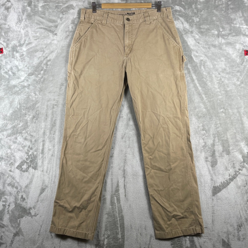 Carhartt Relaxed Fit Pants Mens 35x32 Tan B324-DKH Canvas Work Trousers
